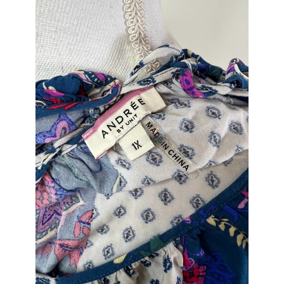 Andree by Unit flowy  boho Blouse Top plus size 1X tie‎ back - Picture 2 of 6